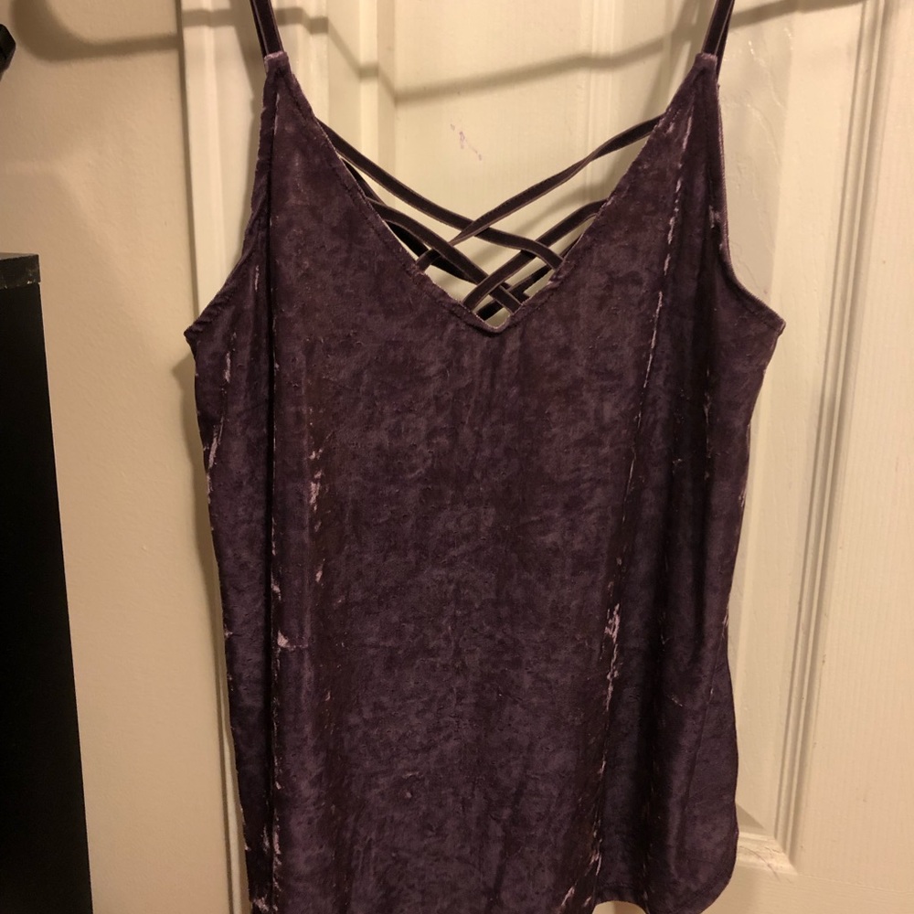 velvet tank top criss cross